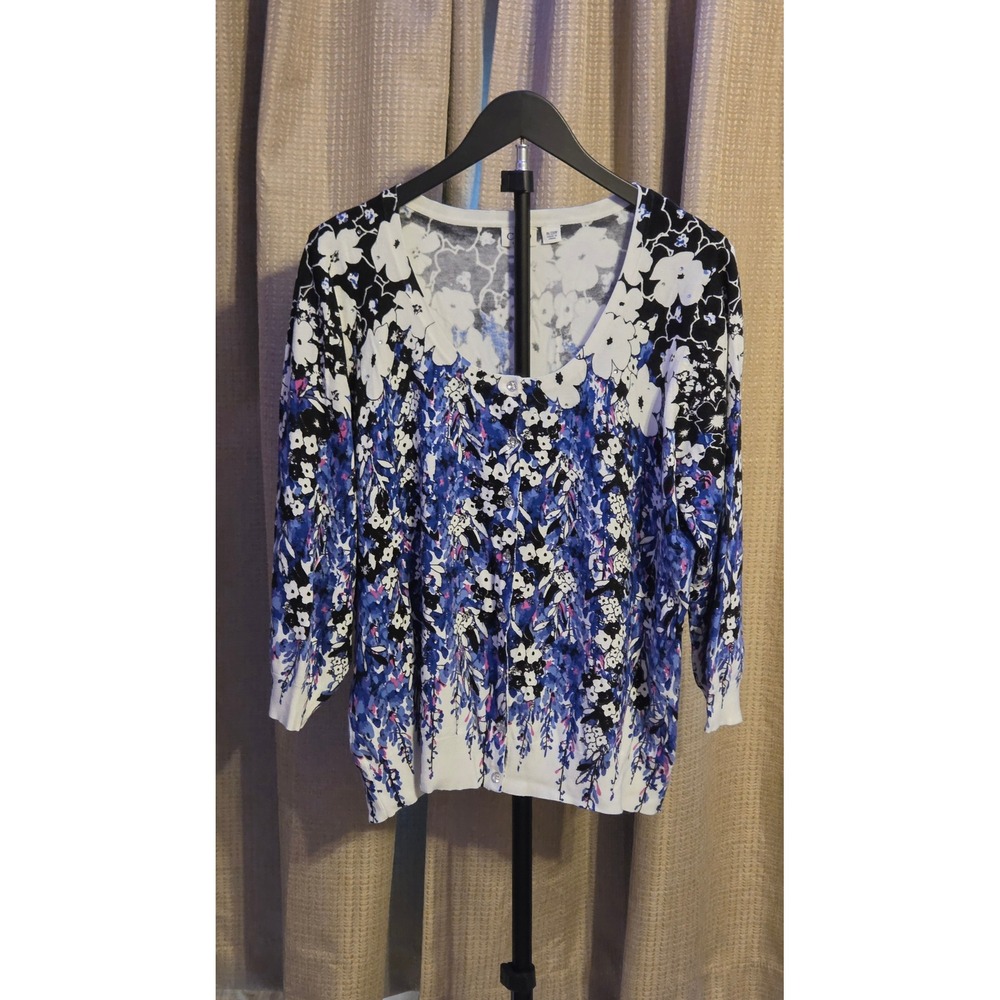 Cato Floral Print Button Front Cardigan Sweater Women's Size 18/20W Multicolor